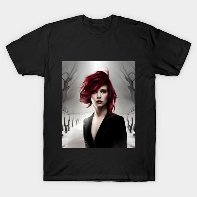 Red Haired Woman in the Snow T-Shirt by Dark Juliettes